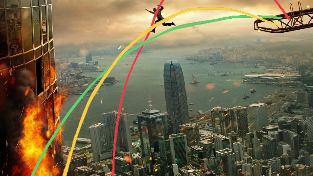 Skyscraper movie jump calculation backdrop