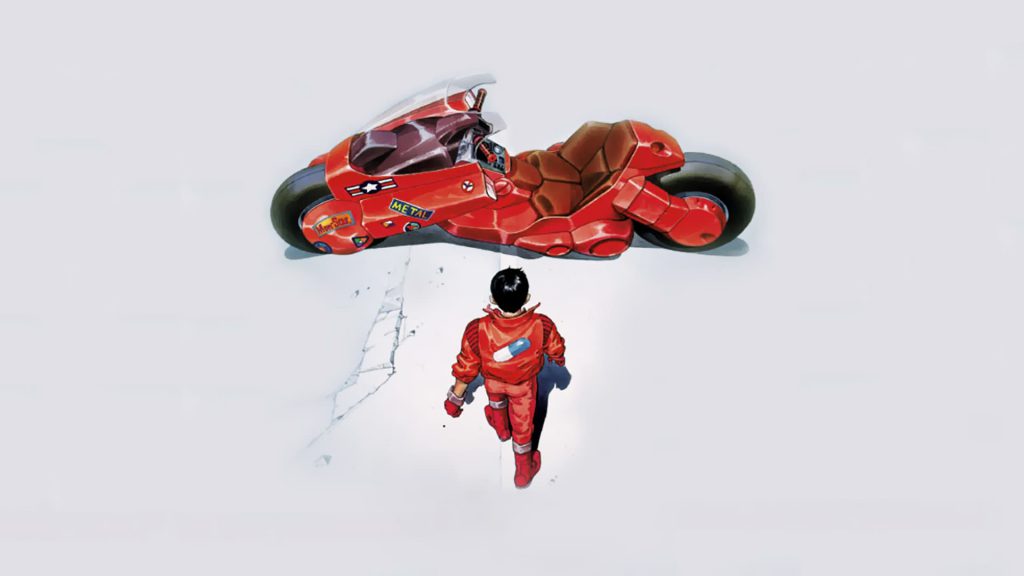Akira red motorcycle on white background