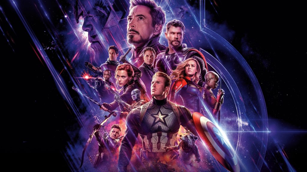 Avengers Endgame character collage backdrop